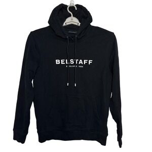 BELSTAFF 1924 Hoodie Black Mens L Pullover Phoenix Logo Luxury Streetwear Cotton